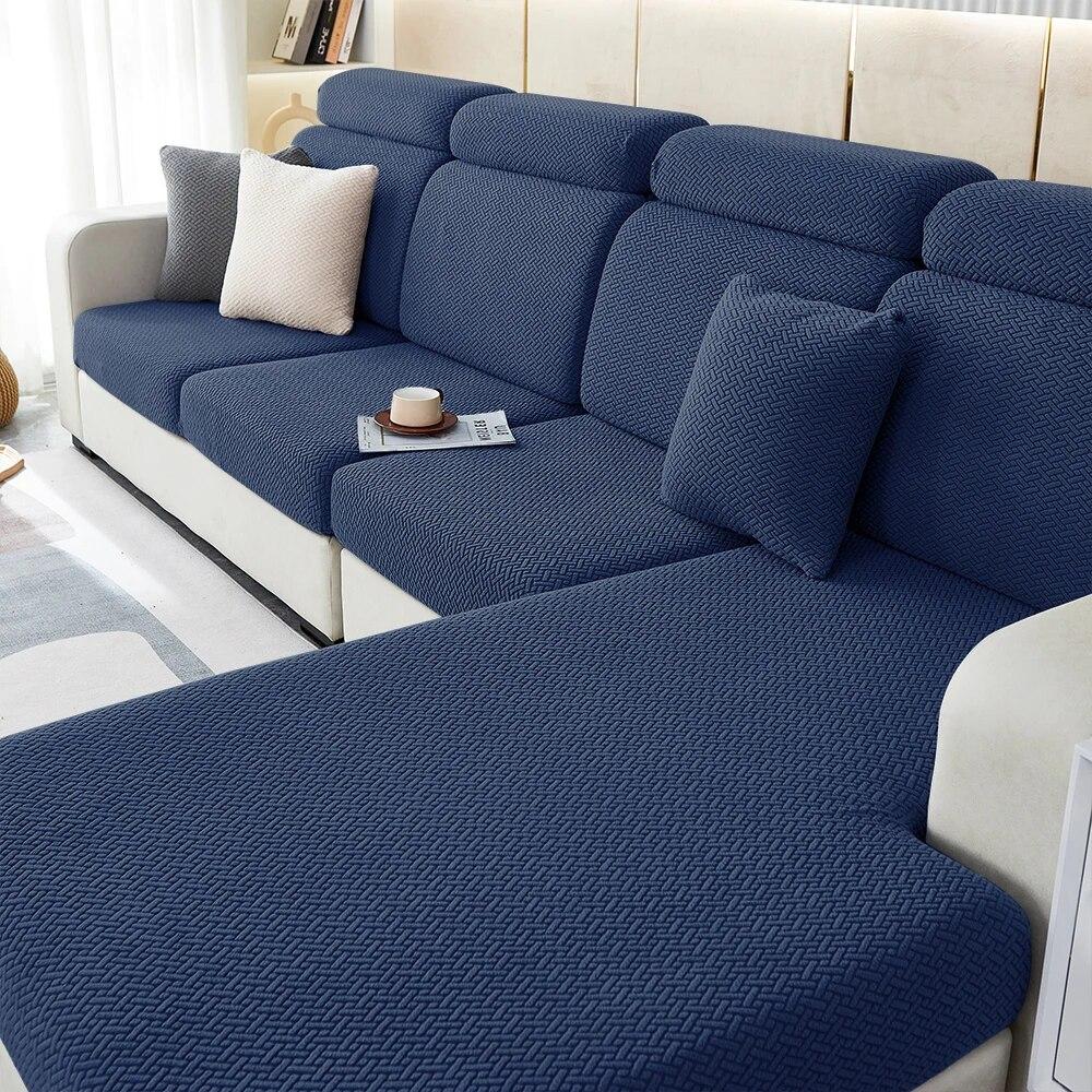 Jacquard Stretch Sofa Covers Living Room Plain Color Sofa Seat Couch Slipcover Gray Furniture Protector Spandex Thick Sofa Case