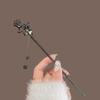 Neo Chinese Style Hairpin For Women Elegant Black Rose Tassel Hair Stick Trendy Metal Flower Hair Pin Girls Hair Accessories