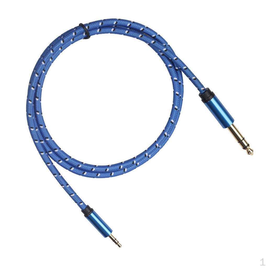 

1/8 to 1/4 Stereo Cable, Heavy Duty 3.5mm TRS 6.35mm Audio Path Cord - Blue 1m
