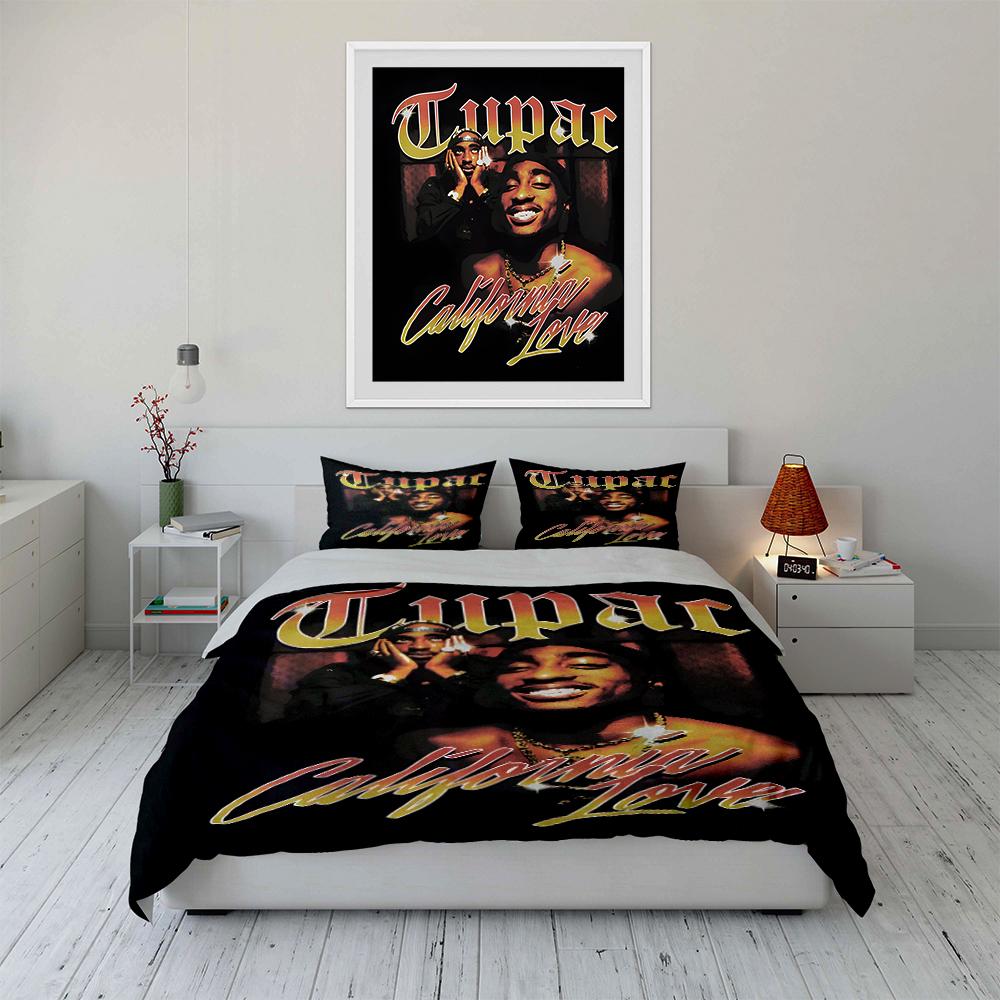 Tupac California Love Druck Bettwäscheset Bettwäscheset (1 Bettbezug, 2 Kissenbezüge, Bettdecke nicht enthalten)