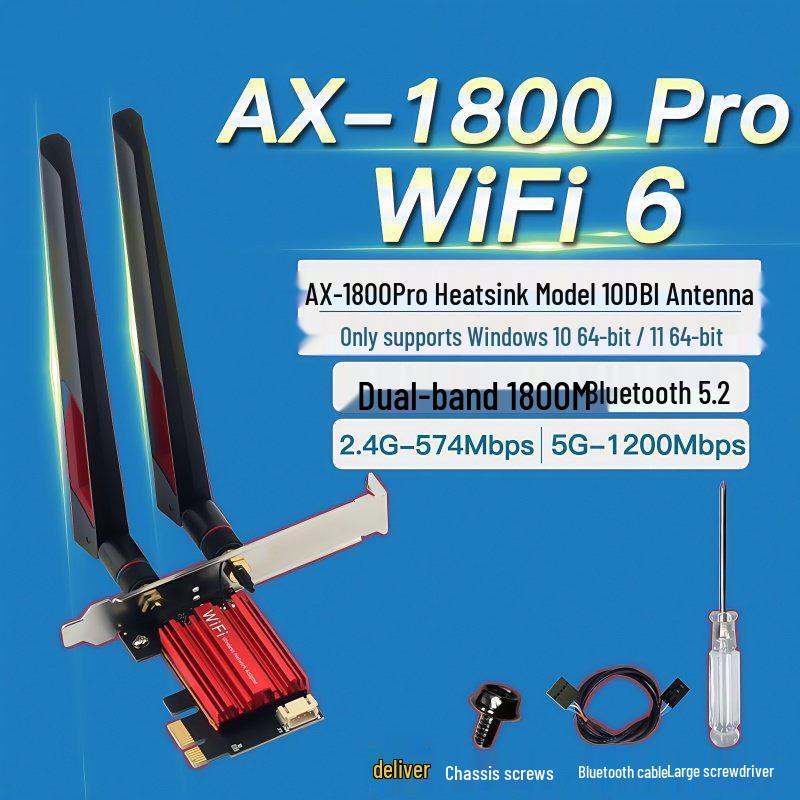 AX1800 WiFi 6 Dual-Band PCIe Desktop Network Card with 5G and Bluetooth 5.2.