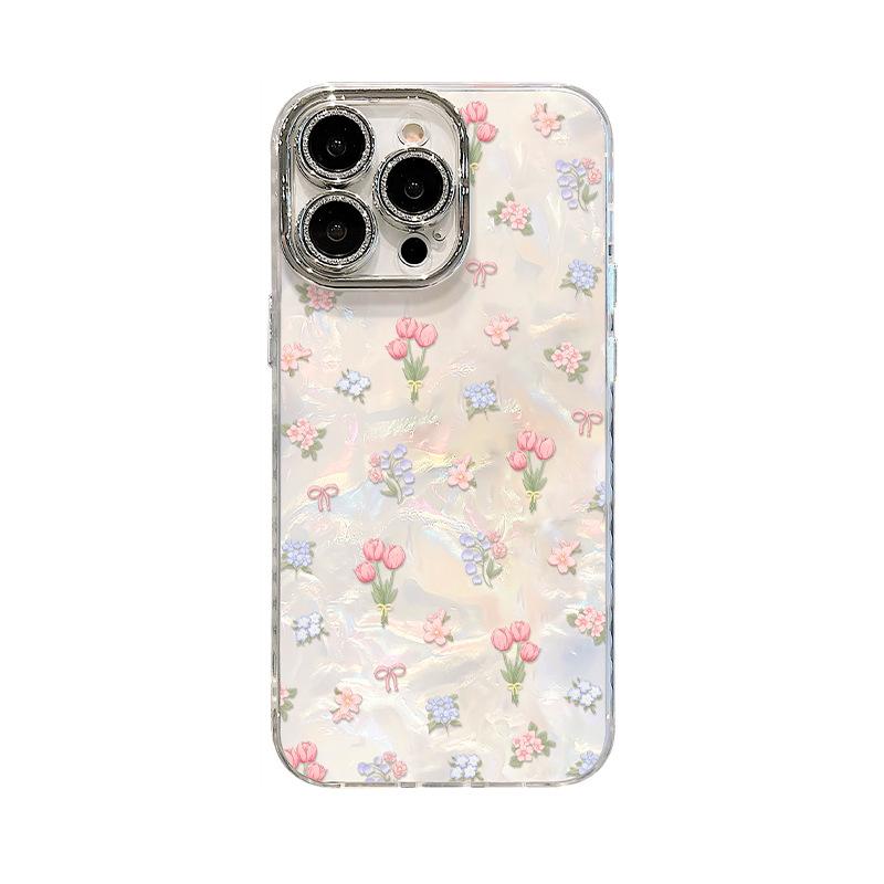 The Tulip Bracelet Is Suitable for Apple 13promax Phone Cases, 16 Fresh and Light, 14/15 Women's Style, 11 Hard