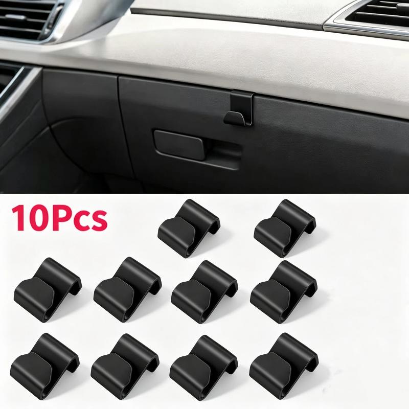 10Pcs Wall Mounted Car Copilot Hooks Space Saving Glove Box Storage Holders for Road Trip Snacks Garbage Bags Auto Accessories