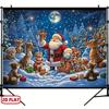 1Pcs Santa Claus and Reindeer Decoration Background Winter Backdrop Decorations For Photo Studio Photo Booth Christams Party