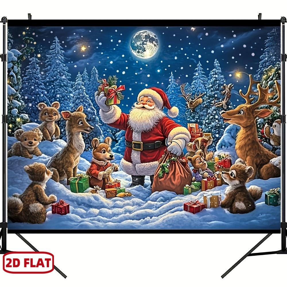 1Pcs Santa Claus and Reindeer Decoration Background Winter Backdrop Decorations For Photo Studio Photo Booth Christams Party