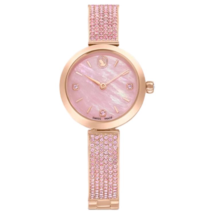 

Жіночий годинник Swarovski Кварцовий механізм Ремінець зі штучного кристала 28 мм Рожевий циферблат 5678756 Pink Watch Dial