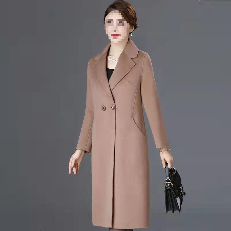 VEZFAA Women's Fashion Casual Solid Color Print Autumn Winter Long Sleeve POLO Neck Jackets & Coats