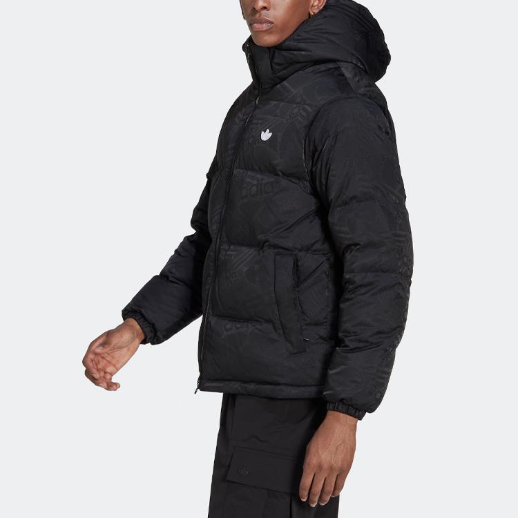 Adidas Originals Trefoil Solid Color Hooded Zip Casual Down Jacket Men Outerwear Black HL9218