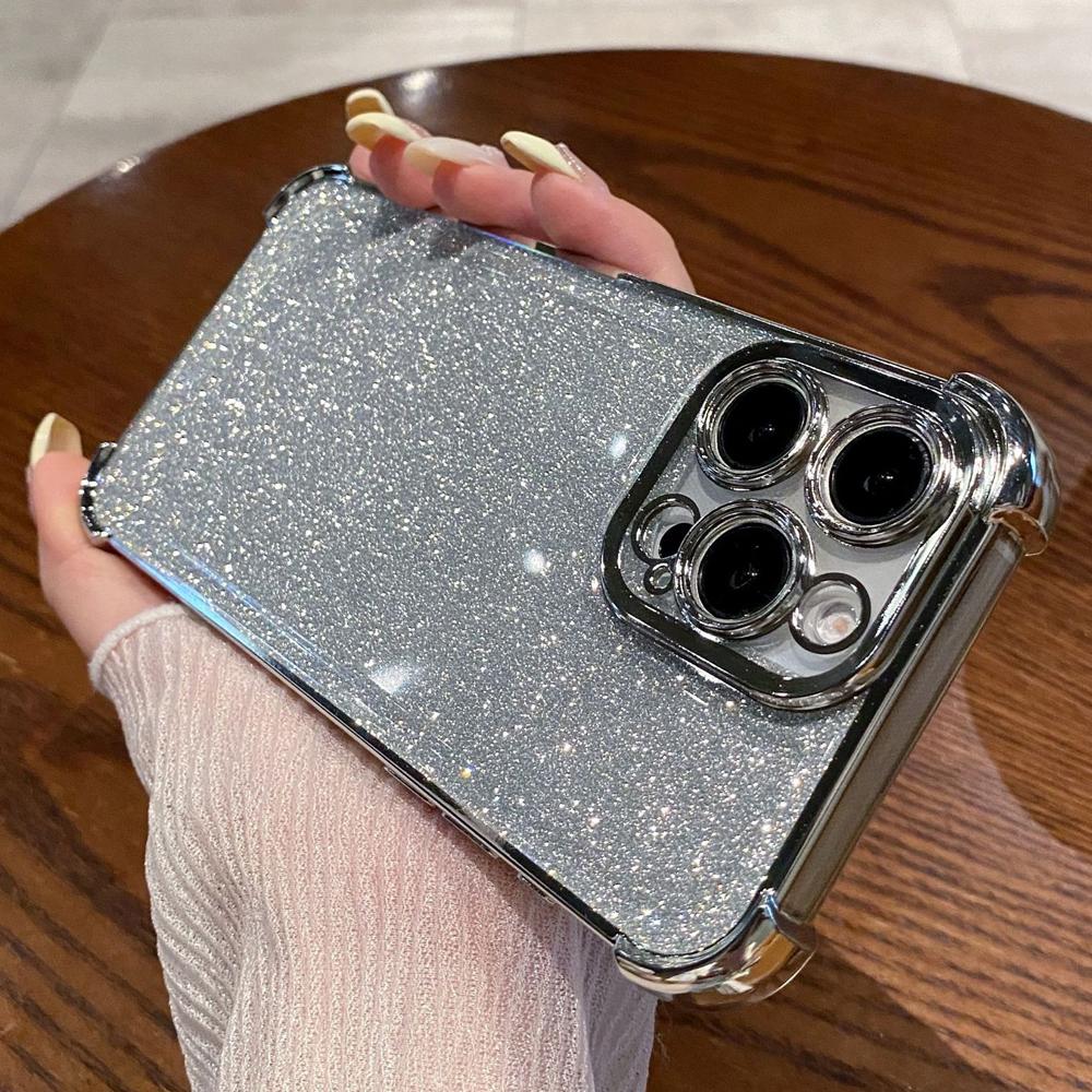 Glitter Gradient TPU Soft Case For iPhone 17 16 15 14 13 12 11 Pro Max Air 16e 17e 7 8 Plus X XS XR Sparkle Cover