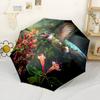 Hummingbird And Flowers Automatic Umbrella Compact 8-Rib Design Sturdy Construction Travel Essential Vibrant Pattern Umbrella Spiritual Gift