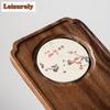 Zen Walnut Absorbent Dry Bubble Tray Household Rectangular Tea Tray Table Kung Fu Tea Set Solid Wood Drainage Pot Bearing Holder