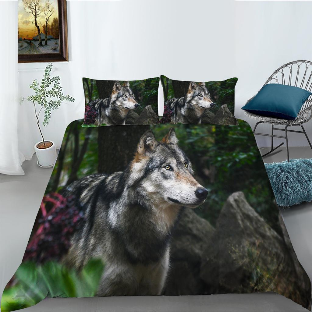 Wolf Series Bedding Two Or Three-Piece Digital Printing Polyester Fabric