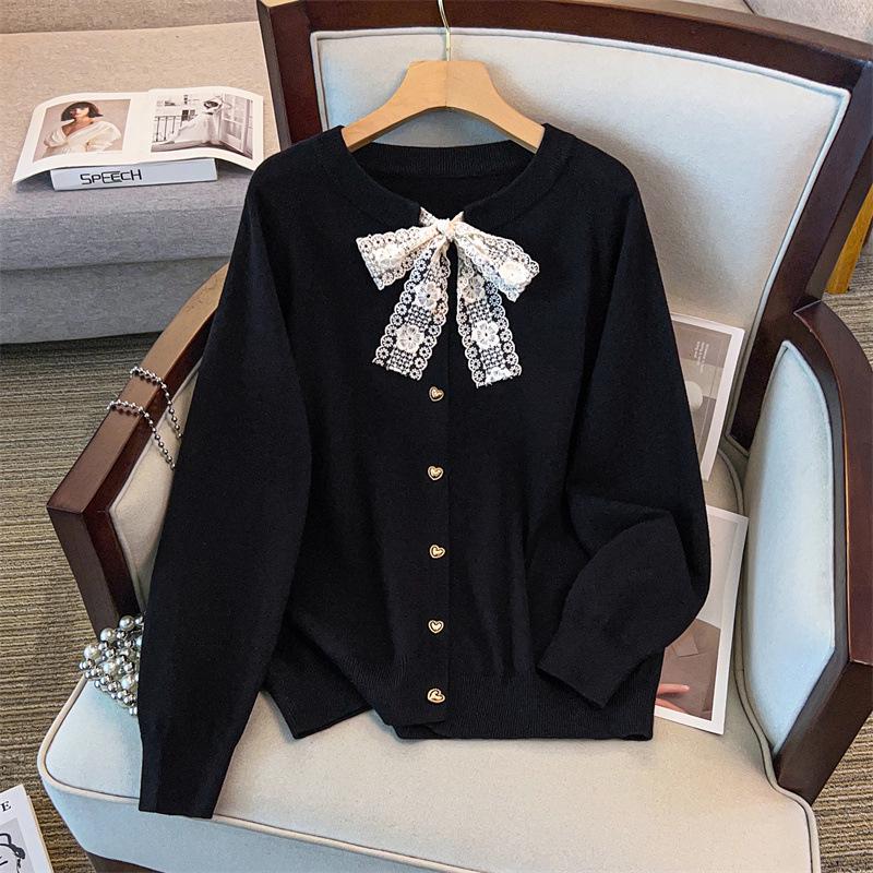 Plus Size Women's Loose Round Neck Cardigan Sweater (Bust 150/160)