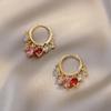 Korea   Fashion Jewelry 14K Real Gold Plated Colored Zircon Tassel Pendant Earrings Luxury Women's Wedding Party Accessories