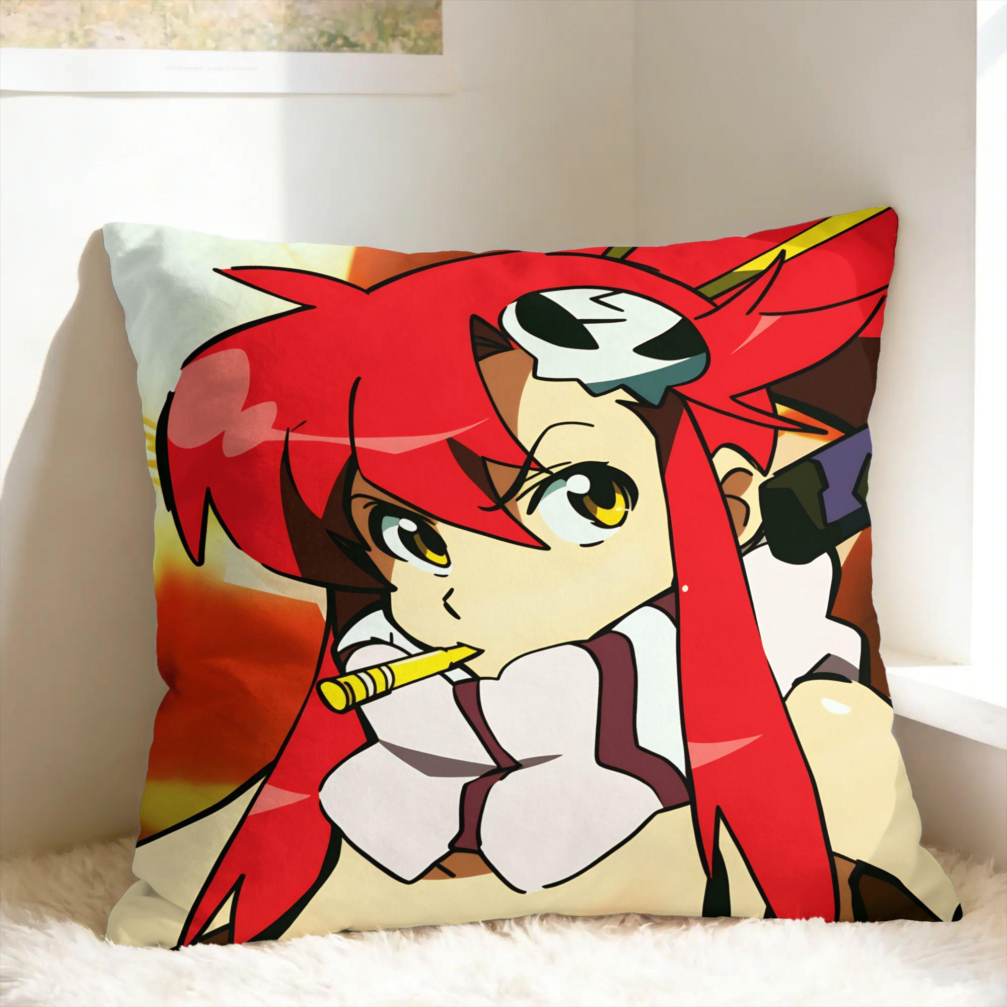 Gurren Lagann Yoko Littner Pillow Case Graphic Pillow Cover Kawaii Pillowcases For Couch Sofa Bedroom 30cmx30cm