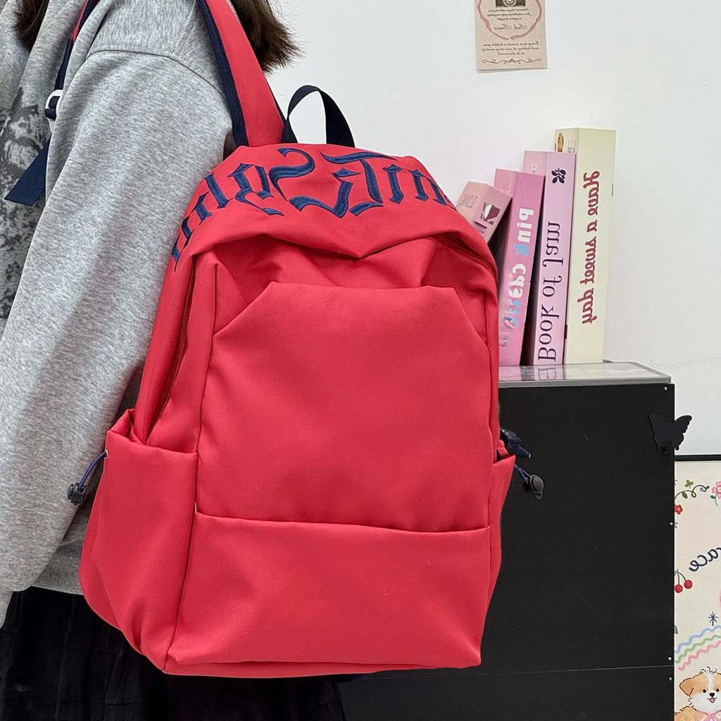 Schoolbag Retro Backpack Women's Large Capacity Lightweight Niche Middle School Student School Bag Women's Versatile Backpack Men's Burden Reduction