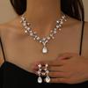 Conjunto de Joias de Colar de Liga com Strass para Mulheres Europeias e Americanas Joias para Banquete de Casamento Nupcial