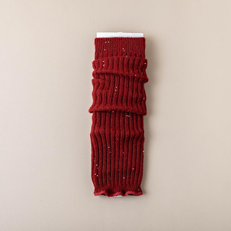

10Pair Fine Flash Red Christmas Socks Women S Long Tube Jk Versatile Long Tube Stacking Socks Thickened Knitted Leg Cover Calf Socks One size fits all красный