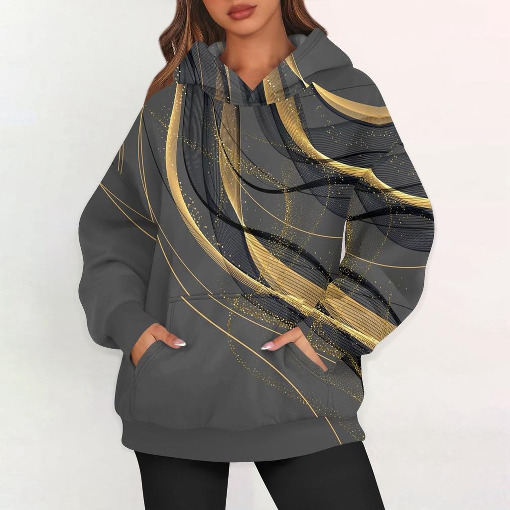 Dámské nadměrné mikiny s fleecovou kapucí, pulovry s dlouhým rukávem, outfity s kapsou