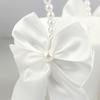 1Pc Pearl Handle Flower Basket Bow Satin White Western Rustic Bowknot Wedding Flower Basket For Floral Petals