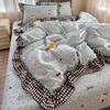 Sleep Grid Bed Cover Style Korean Cotton French Lace Four Piece Set