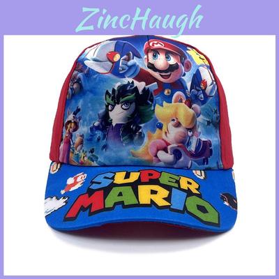 Chapéu de Sol Infantil com Padrão Super Mario Bros e Aba de Algodão Respirável para Brincadeiras ao Ar Livre no Verão