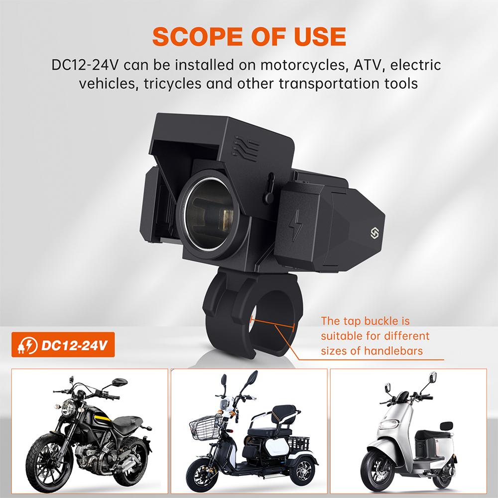 Connector Phone Charging PD QC3.0 Multifunctional 30W Powerful Motorcycle Battery Charger USB Type C Port Socket Smart