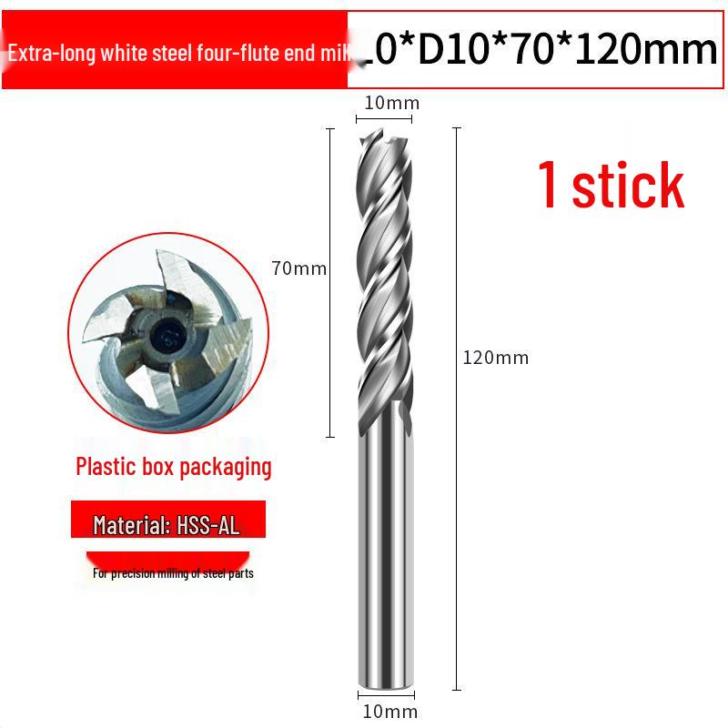 615 Aluminum Alloy CNC Tool: High-Speed Steel 4-Flute Extended End Mill with 3-Flute Milling Cutter