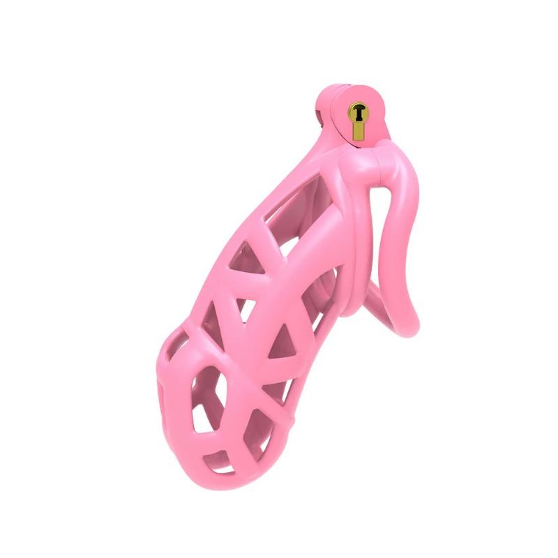 New Pink Male Chastity Cage Lock Cock Device Kit With 4 Arc Penis Rings Sex Toys For Men Gay Scrotum Adult Games Sex Shop 18+