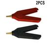 2 PCS For Alligator Clip Kelvin Copper Gold Plate LCR Test Clip Black + Red