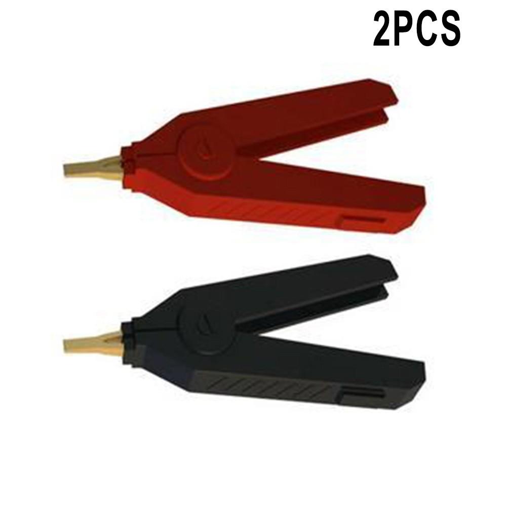 2 PCS For Alligator Clip Kelvin Copper Gold Plate LCR Test Clip Black + Red