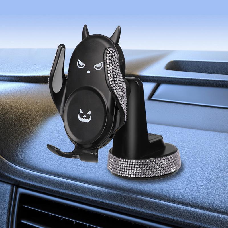 Diamond Crystal Gravity Car Cell Phone Holder Cute Smiling Face Auto Telphone Navigation Rotary Stand Car Accessories for Women