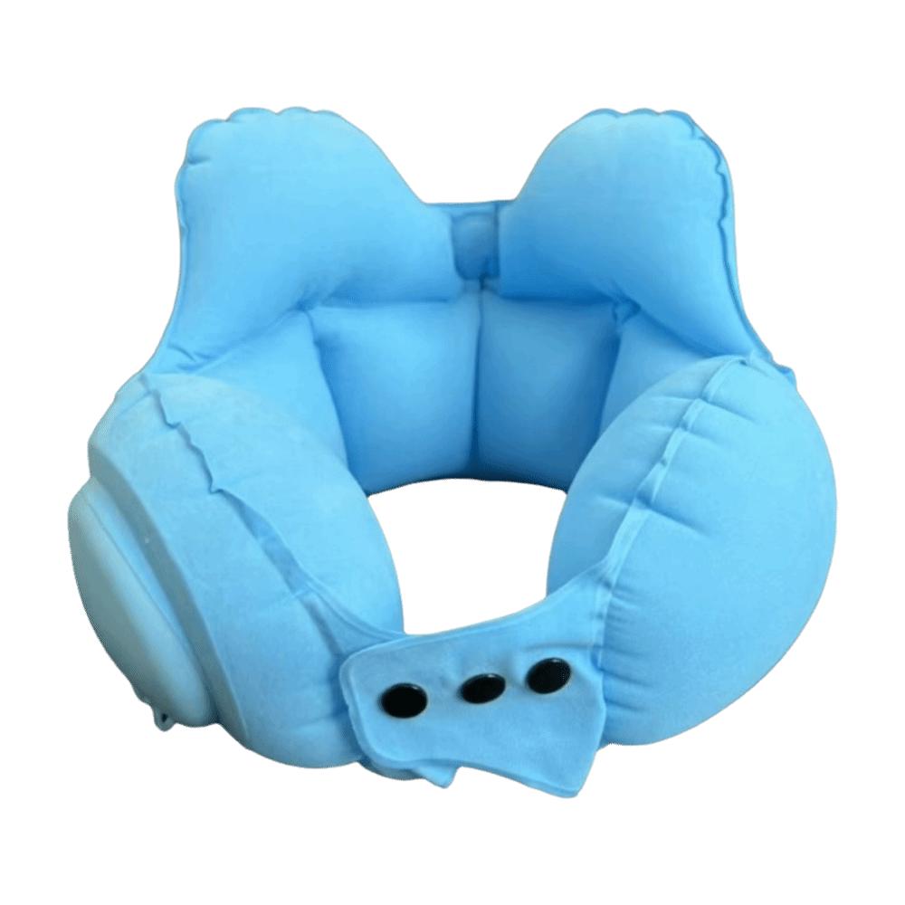 Portable Compression Pillow Adjustable U-shaped Pillow Lightweight Inflatable Neck Pillow Office светло-синий