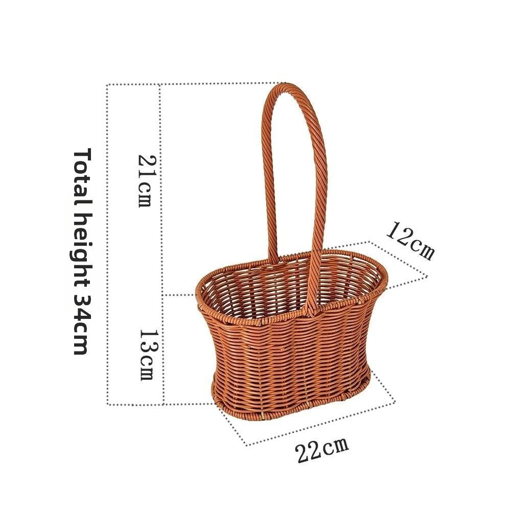 With Handle Imitation Rattan Handhold Household 7 Styles Weaving Flower Basket Handwoven Vegetable Fruit Flowers Holder