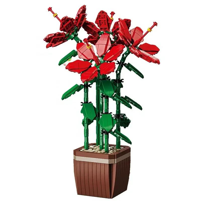 

Новый творческий MOC Искусственный букет Цветок Консервированный цветок Бонсай Растение в горшке Украшение для дома Строительный блок Кирпичи Детская игрушка