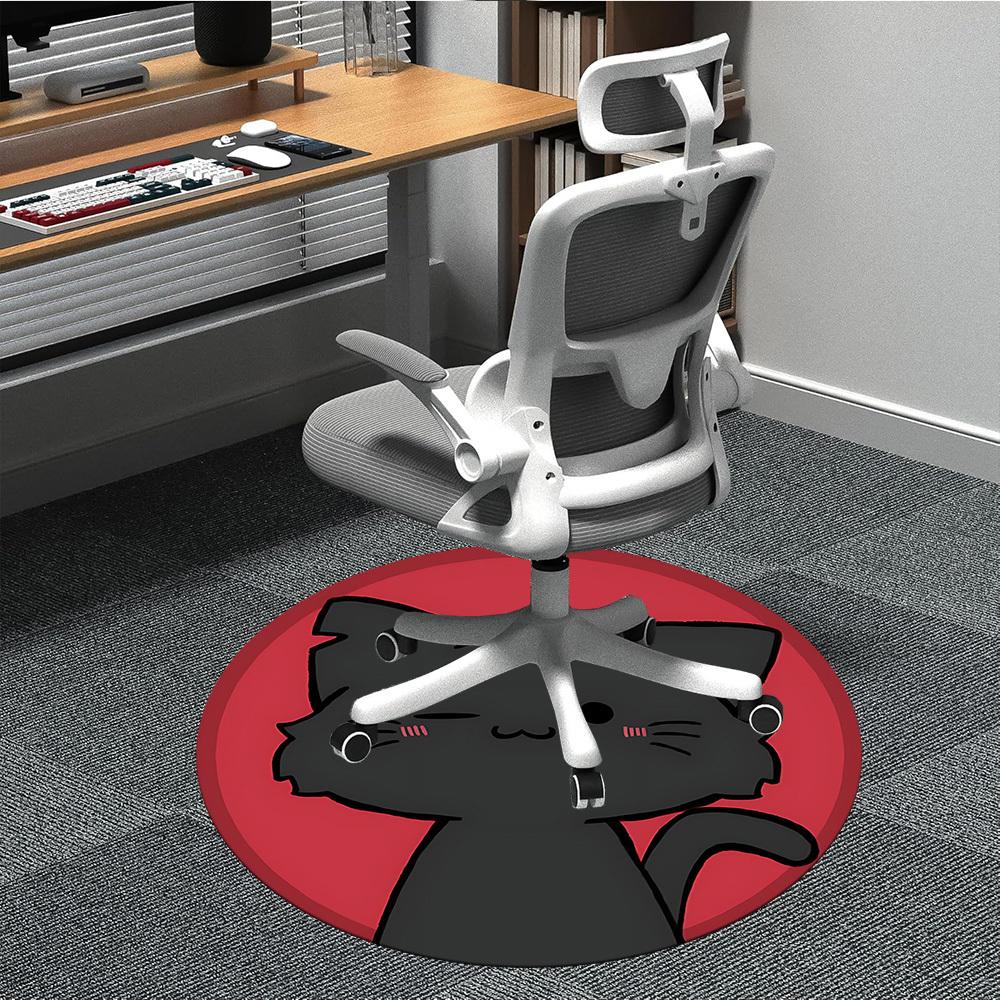 1pc Cat Pet Office Round Area Rug, Indoor Mat Suitable For Office, Under Office Chairs Bedroom Living Room Home Decor, Room Deco