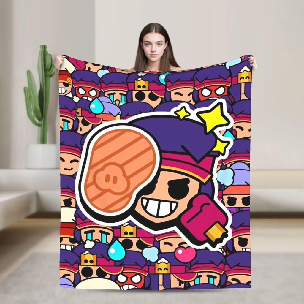 Emz Spike Squeak-Brawlld Blankets Cartoon Game Flannel Funny Warm Throw Blanket for Home Summer
