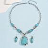 3-Piece Jewelry Set Silvery Alloy Necklace and Earrings with Turquoise Vintage Bohemian Women's Accessories Beach Vacation Gifts