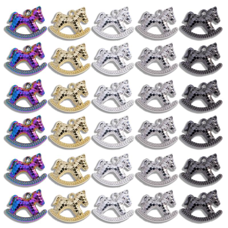 DIY Jewel Crafting - Zinc Alloy Rocking Horse Pendant Charms, 5Pcs, 15*17MM, Electroplated.