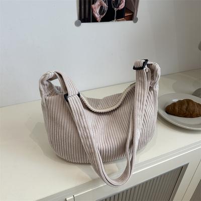 Literary Corduroy Lazy Wind 2025 Summer New Student Leisure Handbag Simple Dumpling Bag