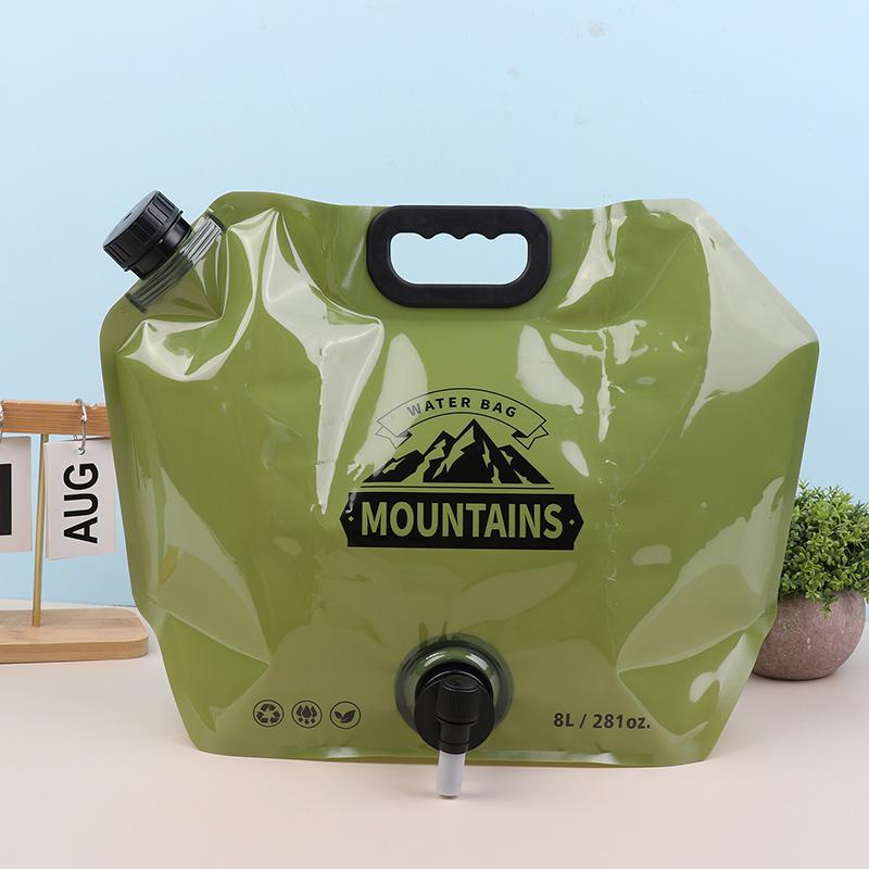 Folding Bucket Water Container Jug Bottle 8L Portable Water Bag With Faucet Outdoor Travel Camping With Handle Soft Water Pouch