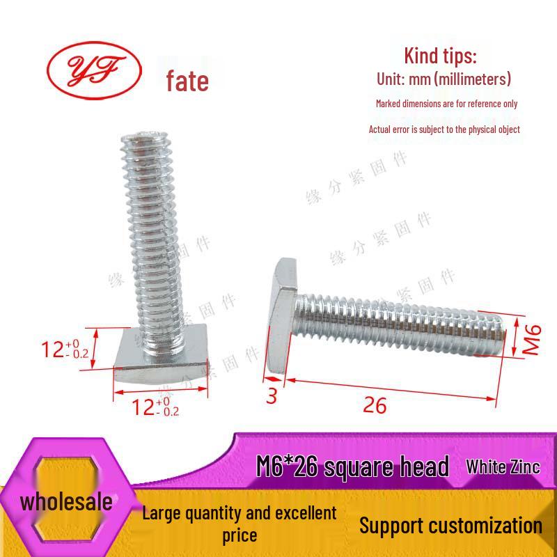 M6*26 Square Head T-Slot Screw Bolt for Pedals