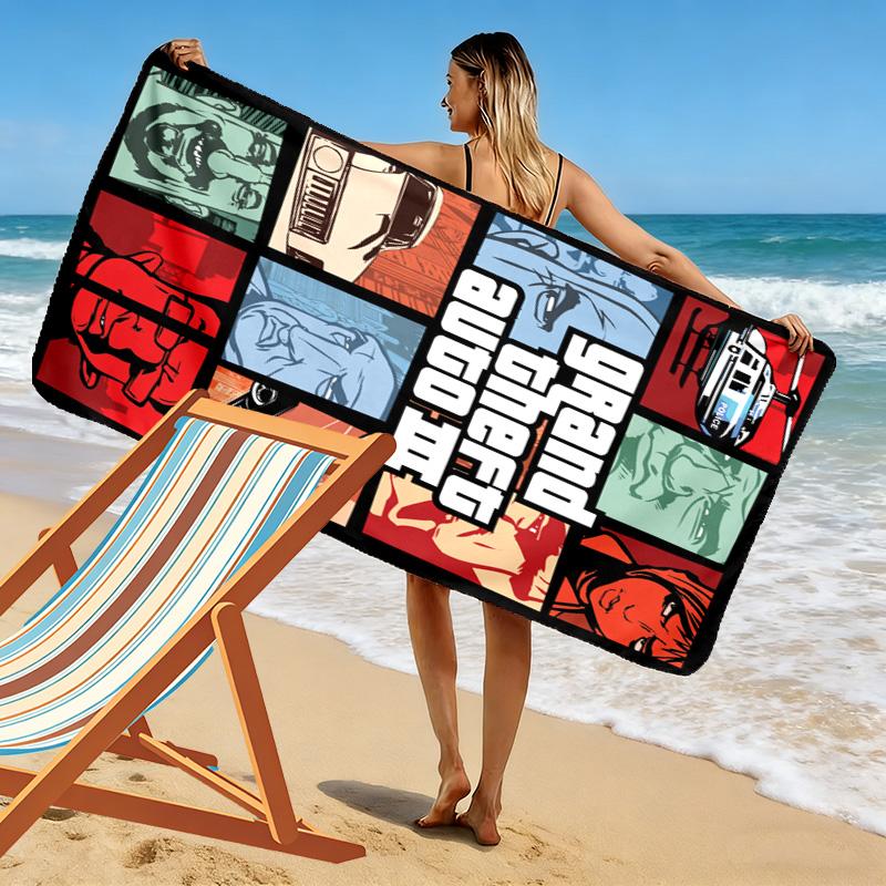 Vibes Vice City beach towel Outdoor camping soft Absorbent bath towel quick-drying swim towel Outdoor pool towel Comfort beach towel printing