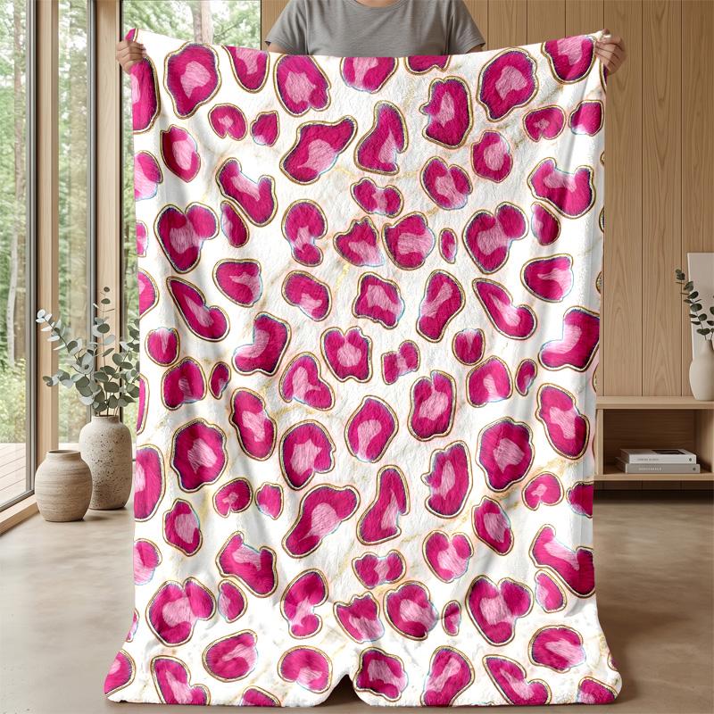 Rosa Leopard Liebesherz Thema Decke Leichte Warme Flanelldecke Dekorative Überwurfdecke für Heimdekoration