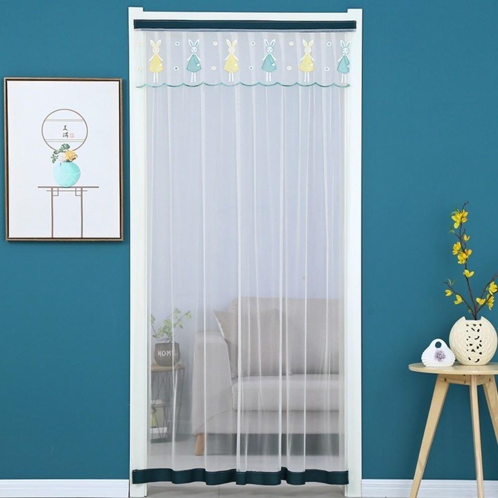Self-adhesive Screen Door Curtain No Punching Lace Embroidered Door Curtain Dormitory