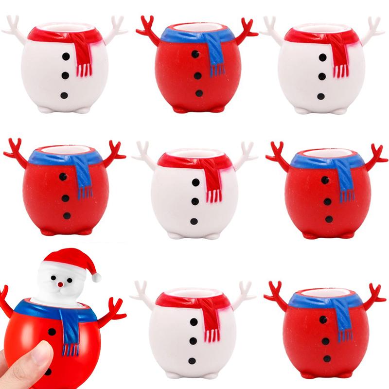 1/12PCS Pop Up Christmas Squeeze Cup Fidget Toys Stress Relief Santa Claus Squeeze Ball Sensory Toys Christmas Gifts for Kids