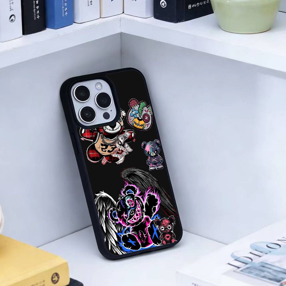 HOT Colorful Graffiti Bear Phone Case For iPhone 14,16,15,13,17,12,Plus,Pro,Max Magnetic For Magsafe Frosted Cover