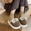 2025 new cotton slippers winter home indoor velvet bow cute student dormitory warm cotton mop