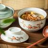 YWDL Japanische Instant-Ramen-Schüssel mit Deckel Retro Keramik Große Kapazität Nudel Salat Suppenschüsseln Haushalt Küchengeschirr