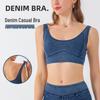 Nieuwe Denim Yoga Sportbeha: Dames Hoge-Intensiteit Schokbestendige & Elastische Fitness BH